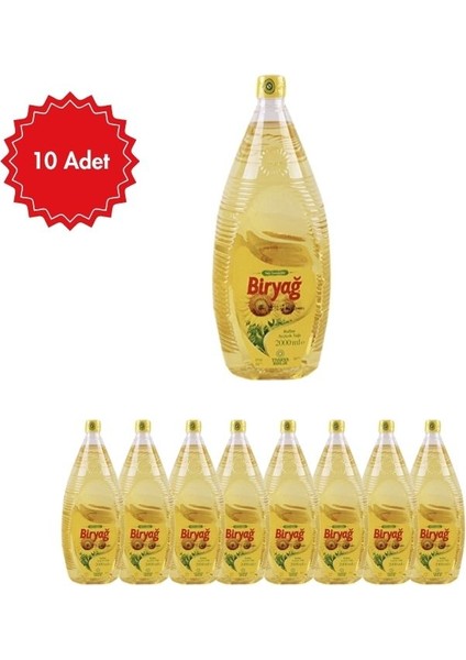 Ayçiçek Yağı 10 Adet x 2 L | Ekonomik Paket | Hafif ve Doğal Lezzet