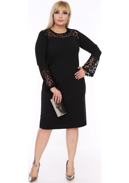 Ispanyol Kol Siyah Elbise 4D-69249