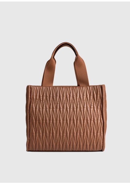 Suni Deri Kolon Saplı Fermuarlı Nikel Aksesuarlı El Çantası