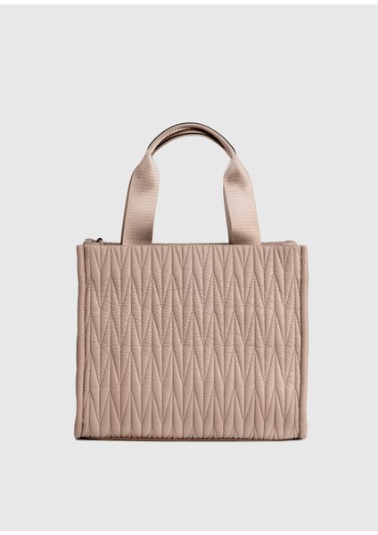 Suni Deri Kolon Saplı Fermuarlı Nikel Aksesuarlı El Çantası