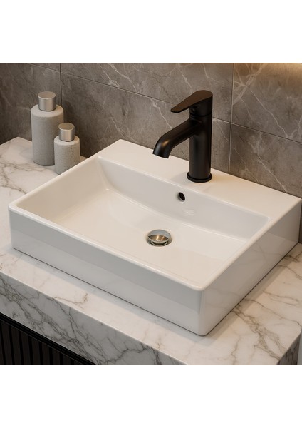 Vega Dikdötgen Beyaz Delikli Lavabo 80X45 cm VG0080 fiyatları