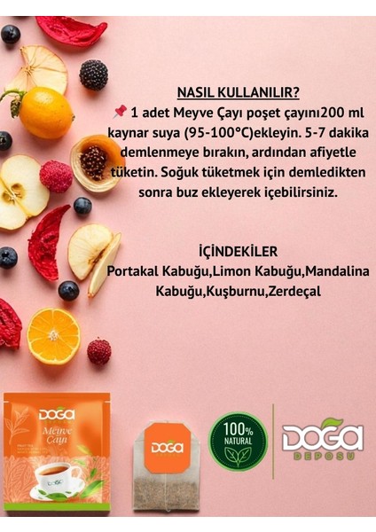 Meyve Çayı - Doğal Bitki ve Meyve Karışımı, Bağışıklık Güçlendirici, 20’li Poşet Çay fırsatları