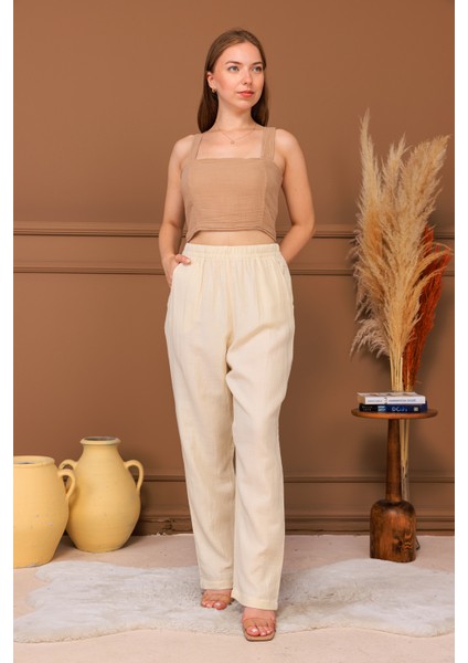 %100 Pamuk Müslin Pantolon