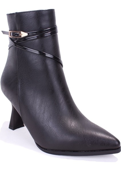 DZA07-11332004 Siyah Klasik Topuklu Kadın Bot