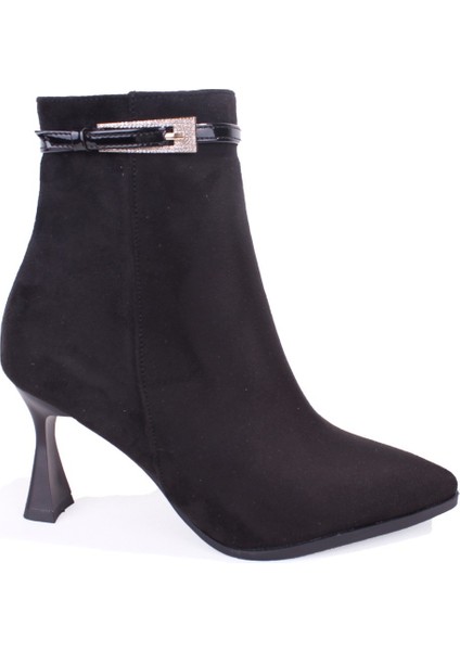 DZA07-11332005 Siyah Süet Klasik Topuklu Kadın Bot fiyatları