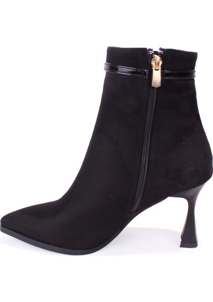 DZA07-11332005 Siyah Süet Klasik Topuklu Kadın Bot modelleri