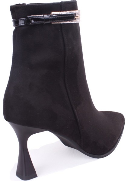 DZA07-11332005 Siyah Süet Klasik Topuklu Kadın Bot fırsatları
