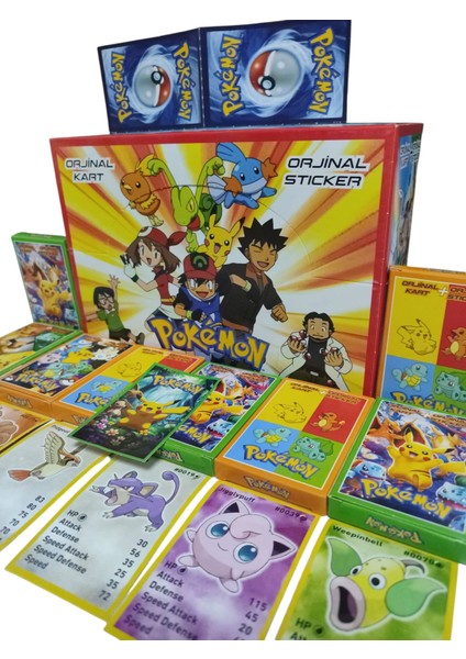 Pokemon Oyun Kağıtları 6 Mini Kutu | 36 Karakter Kartı + 6 Sticker | Hediye Paketli Set