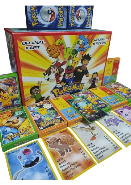 Pokemon Oyun Kağıtları 6 Mini Kutu | 36 Karakter Kartı + 6 Sticker | Hediye Paketli Set modelleri