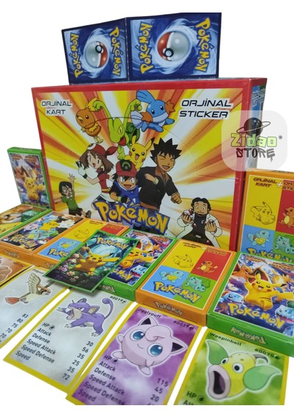 Pokemon Oyun Kağıtları 6 Mini Kutu | 36 Karakter Kartı + 6 Sticker | Hediye Paketli Set fırsatları