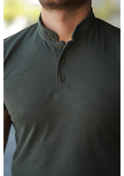 Erkek Hakim Yaka Dokuma Pamuklu Kumaş Kısa Kollu Tişört modelleri