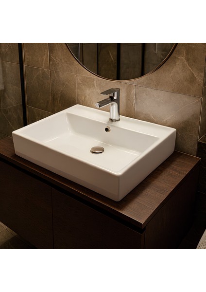 Vega Dikdörtgen Beyaz Delikli Lavabo 50X42 cm VG0050 modelleri