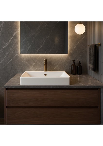 Vega Dikdörtgen Beyaz Delikli Lavabo 50X42 cm VG0050 fırsatları