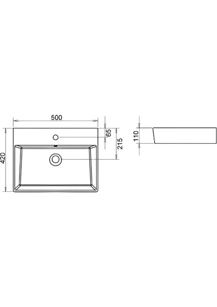 Vega Dikdörtgen Beyaz Delikli Lavabo 50X42 cm VG0050 indirimleri
