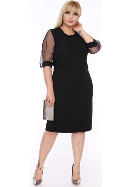 Kolları Incili Büyük Beden Elbise 6A-69340 fiyatları