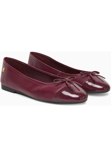 Kadın Balerin Ayakkabı Düz Tabanlı Patentli Şık Tasarım Kırmızı Renk fiyatları