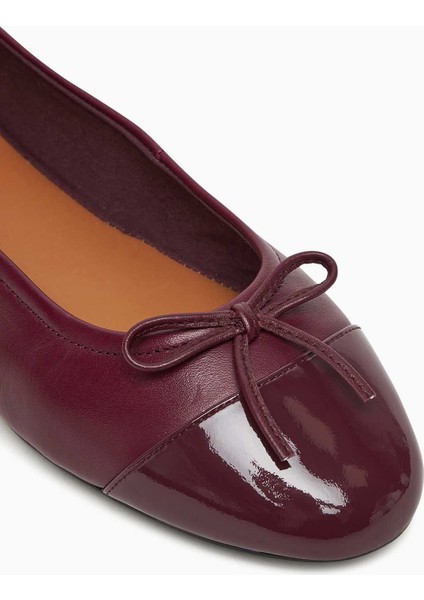 Kadın Balerin Ayakkabı Düz Tabanlı Patentli Şık Tasarım Kırmızı Renk