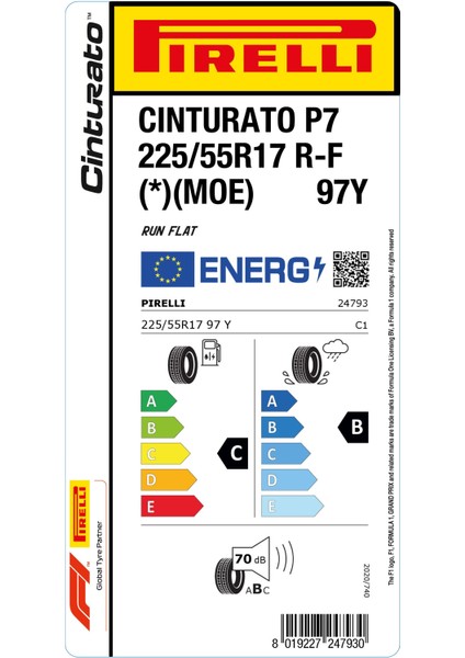 225/55R17 97Y Rft Cinturato P7 *moe Oto Yaz Lastiği (Üretim TARIHI:2025) fiyatları