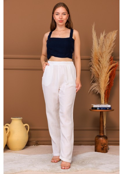 %100 Pamuk Müslin Pantolon