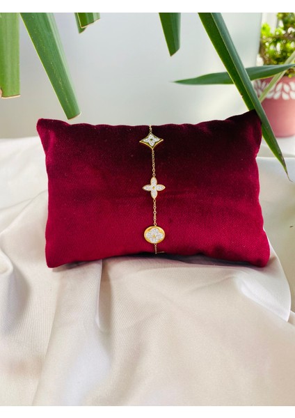 Taşlı Çiçekli Paslanmaz Çelik Kadın Bileklik fiyatları