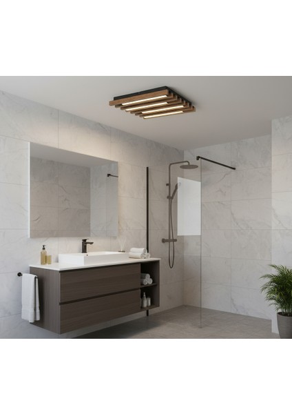 Plafonyer Ahşap Led Avize 40x40 Cm modelleri