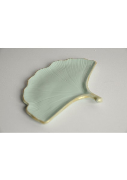 Gold Detaylı Dekoratif Ginkgo Yaprak Tabak | Pale Sage fiyatları