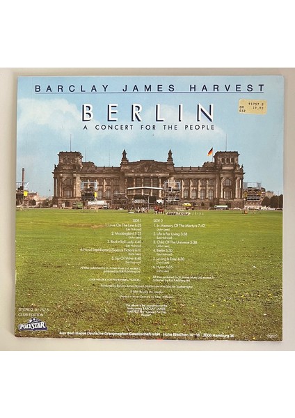 Barclay James Harvest Berlin A Concert For The People Lp Plak (Orijnal Dönem Alman Baskı) fiyatları