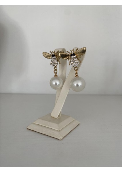 Inci ve Zirkon Taşlı Küpe Altın Renk modelleri