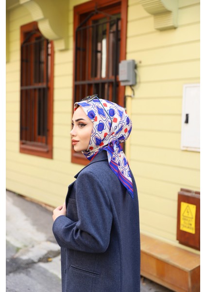 Minimal Desenli Eşarp Saks