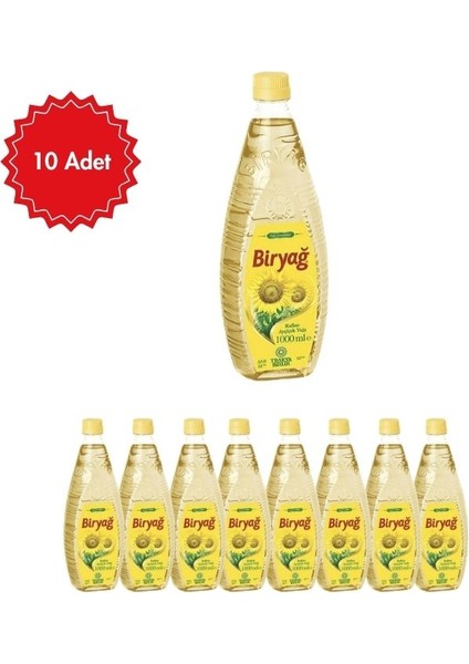 Ayçiçek Yağı 10 Adet x 1 L | Ekonomik Paket | Hafif ve Doğal Lezzet