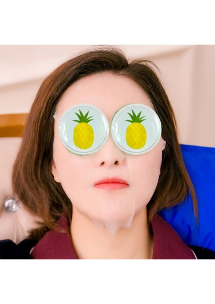 Ananas Desenli Soğuk Sıcak Jel Göz Maskesi Buz Rahatlatıcı Kozmetik Yüz Yogası 2'li Maske