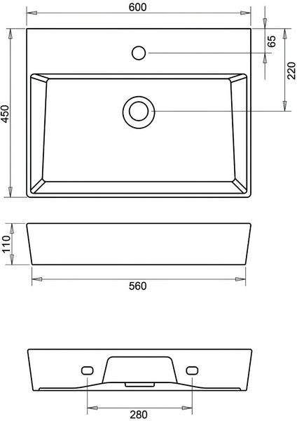Vega Dikdörtgen Beyaz Delikli Lavabo 60X45 cm VG0060 modelleri