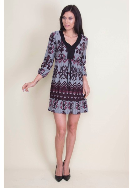 Otantik Desenli Elbise