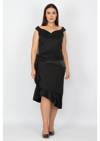 Kadın Siyah Bel ve Etek Detaylı Elbise fırsatları