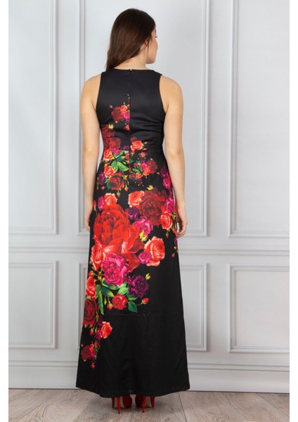 Kadin Siyah Çiçek Desenli Elbise 26A11200