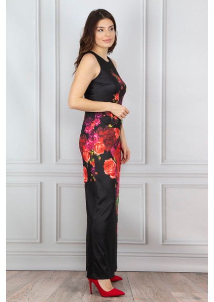 Kadin Siyah Çiçek Desenli Elbise 26A11200