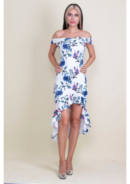 Omuz Detaylı Desenli Elbise