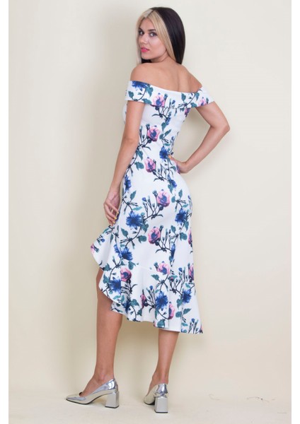 Omuz Detaylı Desenli Elbise