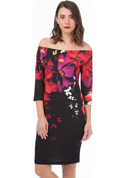 Kadın Mavi Omuz Detaylı Elbise 26N11858 modelleri