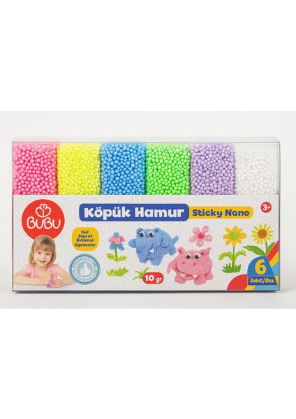 Köpük Hamur Sticky Nano 6X10 gr Kurumayan Renkli Oyun Hamuru Seti – 6 Renk