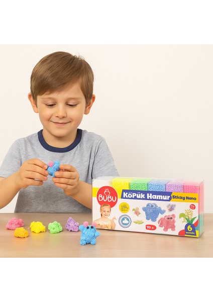 Köpük Hamur Sticky Nano 6X10 gr Kurumayan Renkli Oyun Hamuru Seti – 6 Renk fiyatları