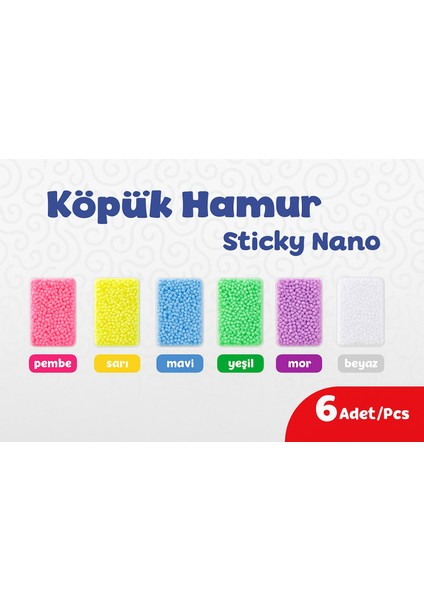 Köpük Hamur Sticky Nano 6X10 gr Kurumayan Renkli Oyun Hamuru Seti – 6 Renk indirimleri