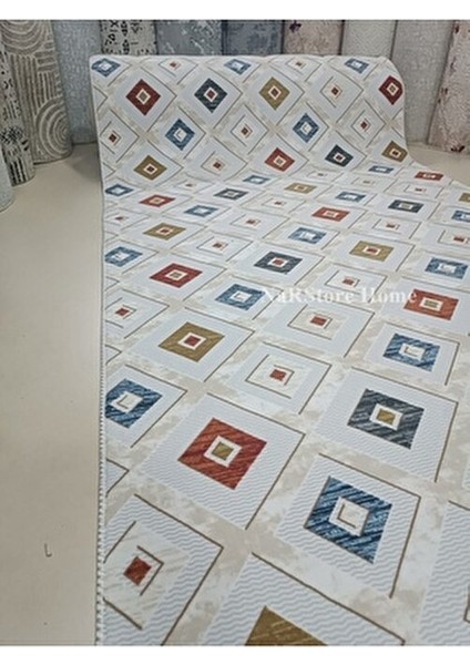 Renkli Modern Yıkanabilir Kaymaz Tabanlı Multi Saçaklı Yolluk Halı 1 Parça