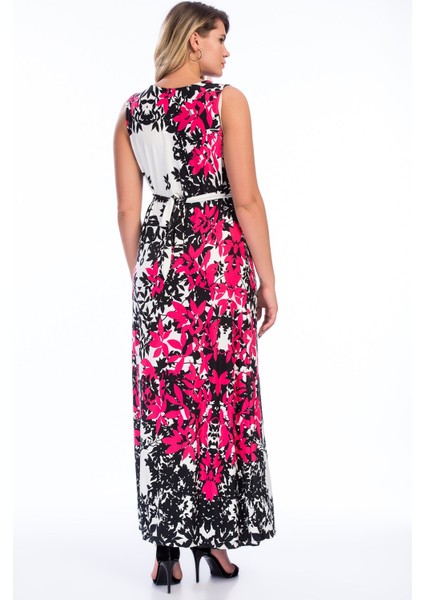 Bel Detaylı Çiçek Desenli Uzun Elbise fırsatları