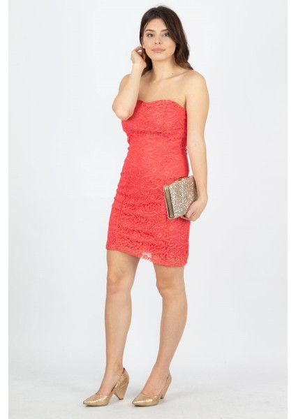 Kadın Nar Straptez Dantel Elbise 85N5199