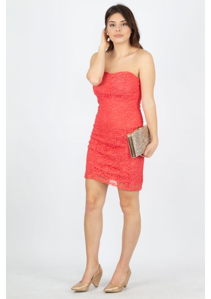 Kadın Nar Straptez Dantel Elbise 85N5199