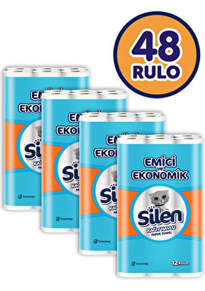 Kağıt Havlu 48 Rulo 12'li Paket 2 Katlı Endüstriyel ve Ev Kullanımına Uygun fırsatları