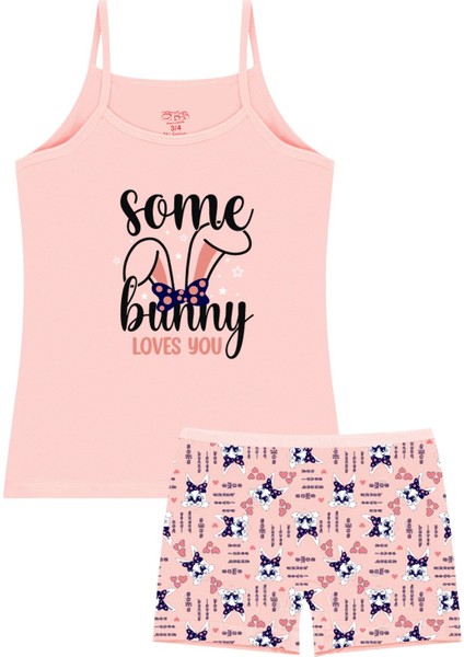 Kız Çocuk Atlet Boxer Likralı Somon Some Bunny (%96 Pamuk - %4 Elastan)