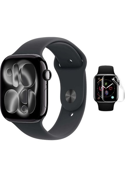 Apple Watch Series 11 46MM 3 Adet Uyumlu Şeffaf Ultra Koruyucu Nano Jelatin