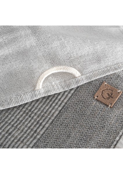 Hasna 3'lü Havlu Seti Organik Pamuk Keten Melanj Antrasit